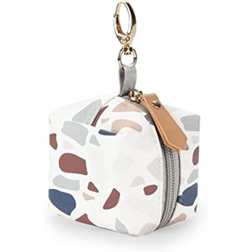 MOMIGO Pacifier Case Bag - Pacifier Holder with Clip for Diaper Bag Stroller Purse Charm, Holds 2 Pacifiers Outdoor Travel (Colorful Stone)