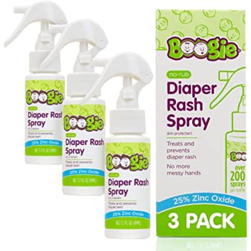 Baby Diaper Rash Cream Spray by Boogie Bottoms, No-Rub Touch Free Application for Sensitive Skin, Over 200 Sprays per Bottle, 1.7 oz, Pack of 3
