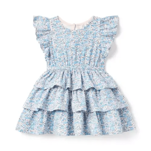 Girl Hyacinth Blue Ditsy Floral Ditsy Floral Tiered Ruffle Dress by Janie and Jack
