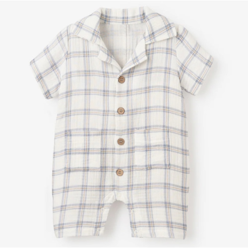 Plaid Organic Muslin Shortall – Elegant Baby