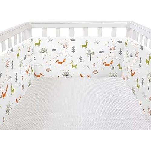 Crib Mesh Liner Padded Cushioned Liners Crib Anticollision Pads, Mesh 4 Insides Bumpers Pads for Boys Girls (Animal)