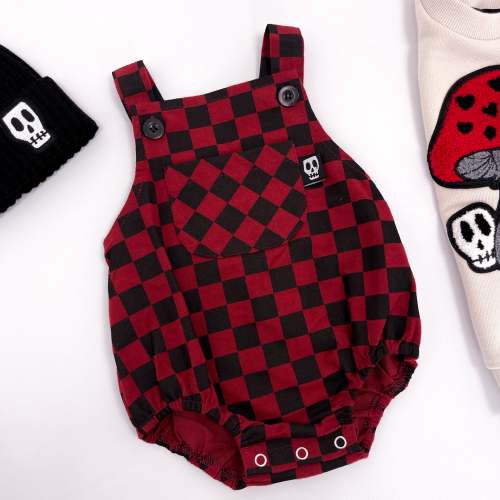 🐣EASTER🐣 10% OFF⚡ CHECKERBOARD RED & BLACK BABY ROMPER