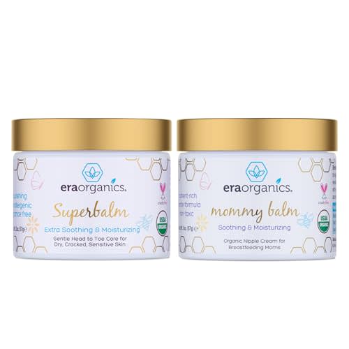 Era Organics Baby Healing Ointment & Nipple Butter – Organic Baby Balm for Eczema, Cradle Cap & Irritations + Breastfeeding Cream for Nursing Moms to Calm & Moisturize Chapped Skin (2 oz + 2 oz)