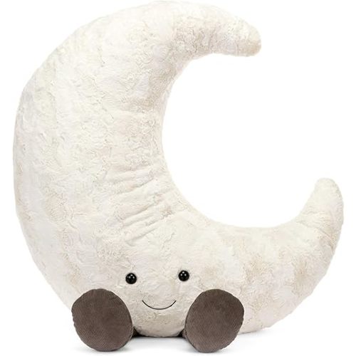 WeightedPlush 14" Moon Plush Toy Cute Smile Funny Moon Sunshine Stuffed Animals Pillow Moon Shape Soft Plushie for Gifts for Kids Birthday