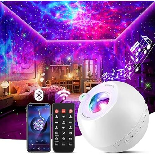 Star Projector, 15 Colors Galaxy Projector for Bedroom, 15 White Noise Star Projector Galaxy Light Projector for Bedroom, Bluetooth Speaker Star Lights for Ceiling Projector,Kids Night Light Projector