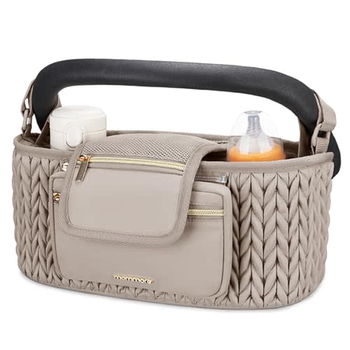 mommore Stroller Organizer with Insulated Cup Holders, Universal Stroller Caddy with Detachable Phone Bag, Stroller Accessories Fits for Uppababy, Doona, Jogger, Britax, Mompush, Bob
