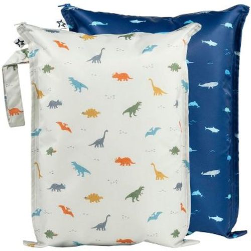 Tiny Twinkle Mess-proof Waterproof Washable Baby/toddler Wet Bags For Diapers, Swimsuits And Travel (blue, Black Checkers)
