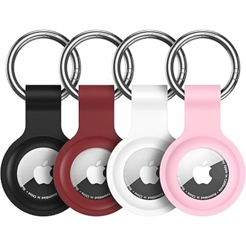 AirTag Holder AirTag Case Keychain Air Tag Holder, Silicone AirTags Key Ring Cases Tags Chain Apple GPS Item iTag Finders Accessories 4 Pack