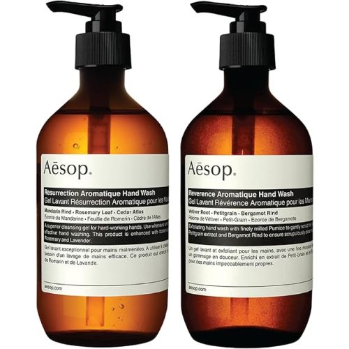 Aesop Reverence & Resurrection Aromatique Hand Wash Set | Gently Cleanses & Exfoliates for Smooth, Refreshed, and Supple Hands | 16.9 oz / 500mL