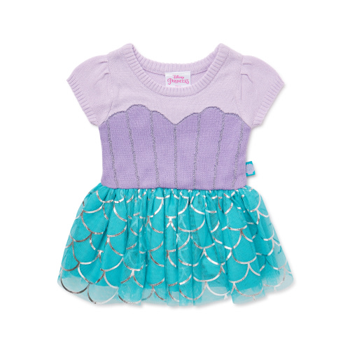 Disney Bebé Niña Little Mermaid Ariel Cosplay Vestido, Tamaños 0/3 Meses-6/9 Meses