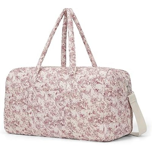 Quilted Duffle Bag for Women Floral Duffel Bags for Travel Cute Weekender Bags Baby Hospital Bag