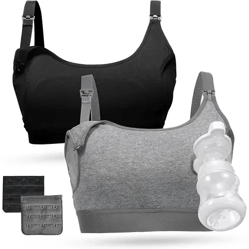 Pumping Bra, Momcozy Hands Free Pumping Bras for Women 2 Pack Supportive Comfortable All Day Wear Pumping and Nursing Bra in One Holding Breast Pump for Spectra S2, Bellababy, Medela
