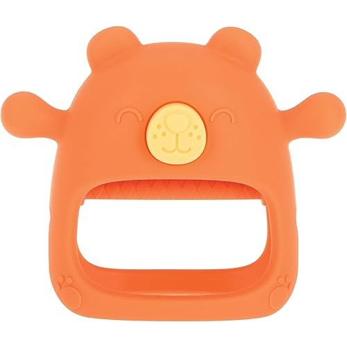 Nuby Silicone Wrist Teething Mitten - Baby Teether Ring - 3+ Months - Coral Bear