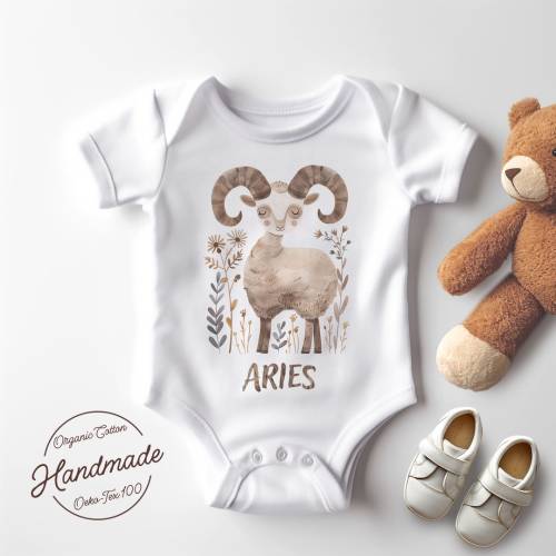 Custom Baby Bodysuit - Aries Zodiac Sign | Cute Kids Illustration | Personalized Baby Clothing | Unique Baby Shower Gift