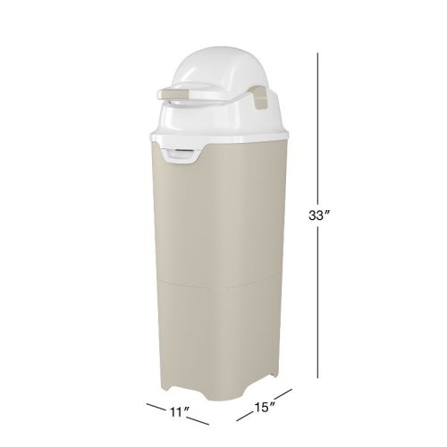 Foundations Tall Diaper Pail with Airtight Lid - Durable & Odorless Diaper Disposal, Holds up to 60 Newborn Diapers, Refill With Any Bags - Sand