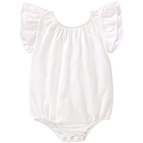 YOUNGER TREE Infant Toddler Baby Girls Romper Lace Flutter Sleeve Bodysuit Cotton Summer Outfits
