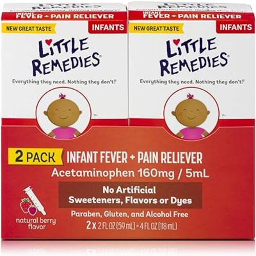 Little Remedies Infant Fever & Pain Reliever, Natural Berry Flavor, 2 Fl Oz (Pack of 2)