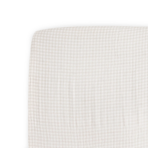Cotton Muslin Crib Sheet - Tan Gingham