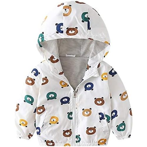 FYMNSI Toddler Baby Boys Girls Hooded Jacket Windbreaker Lightweight Dinosaur Print Coat Autumn Long Sleeve Windproof Outwear