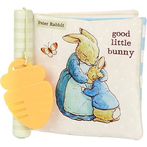 KIDS PREFERRED Beatrix Potter Peter Rabbit Soft Teether Book with Sensory Teether Spine and Teether Toy