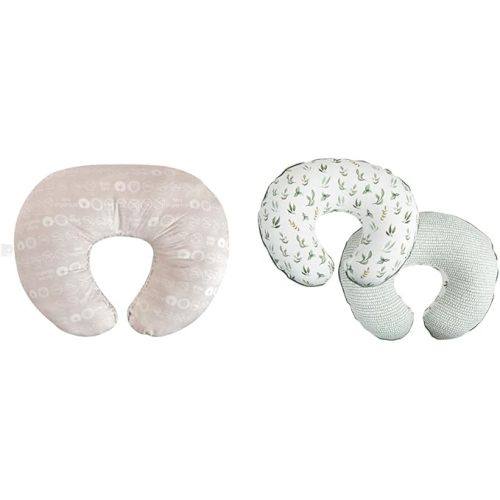 Boppy Nursing Pillow Organic Bare Naked Original Support, Pillow Only & Organic Original Support Nursing Pillow Cover, Green Little Leaves - Nursing Pillow+ Pillow Cover