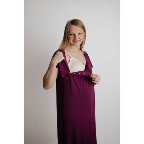 Three Little Tots Plum Purple Labor and Delivery Nursing Hospital Gown- Pajamas & Breastfeeding