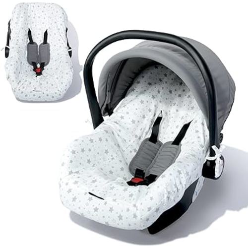 Orzbow Infant Car Seat Cover Liner, Universal Fit Carseat Protective Cover, Made of 100% Cotton - Breathable Prevent Wear & Dirt Suitable Travel Systems (0-12m), Easy to Clean, Machine Washable, White