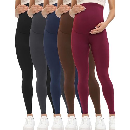Buttergene 5 Pack Women's Creamlush Maternity Leggings Maternity Yoga Pants Pregnancy Leggings Maternity Clothes