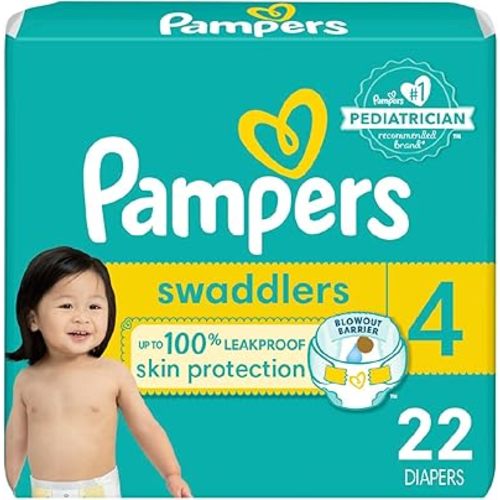 Pampers Baby Diapers - Swaddlers - Size 4, 22 Count, Ultra Absorbent Disposable Infant Diaper