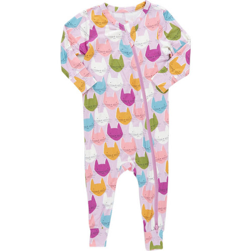 Baby Bamboo Romper, Multi Cats - Pink Chicken Sleepwear | Maisonette