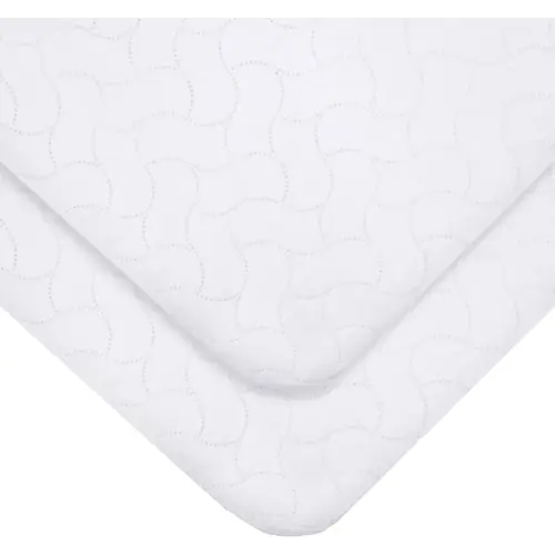 American Baby Company 2 Pack Waterproof Flat Reusable Bassinet Mattress Pad Protector, Embossed Quilt-Like Bassinet Protective Mattress Pad Cover for Babies, Adults and Pets, White, 15" x 33"