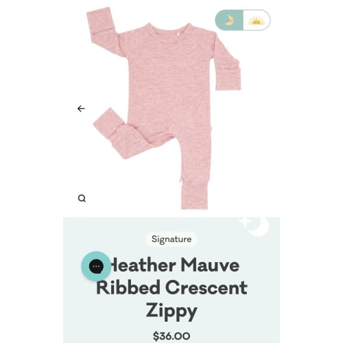 Heather Mauve Ribbed Crescent Zippy - Little Sleepies