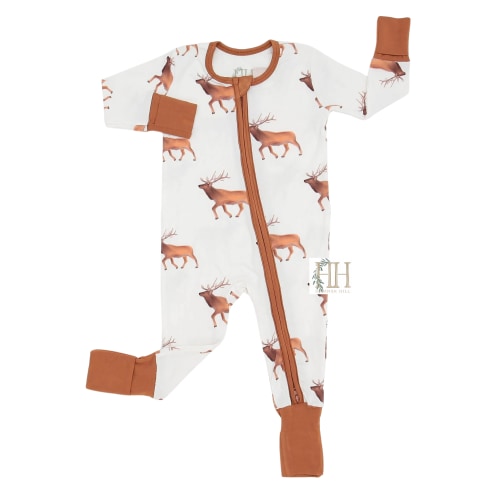 Boys Elk Double Zipper Romper