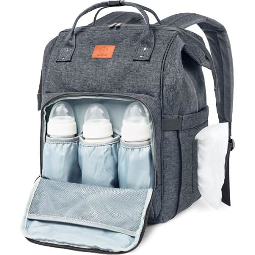 KeaBabies Baby Diaper Bag Backpack, Baby Bag for Boys, Girls (Mystic Gray)