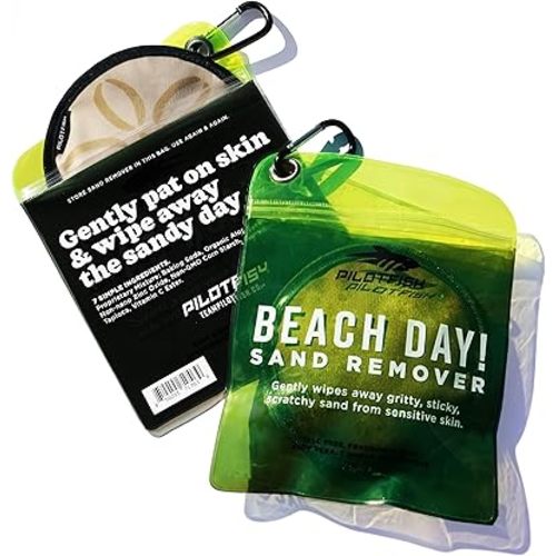 Pilotfish Beach Essentials Sand Remover Bag, Gentle Skin-Friendly Formula with 7 Natural Ingredients, Free of Talc and Fragrance, Sand Removal Beach Accessories, Must Haves, Gifts for Women (2-Pack)