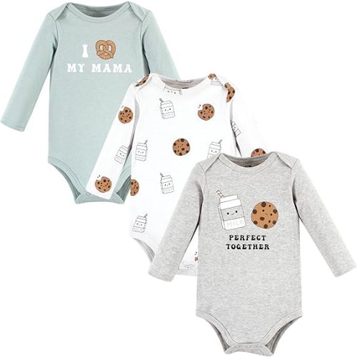 Hudson Baby unisex-baby Cotton Long-sleeve Bodysuits 3-pack