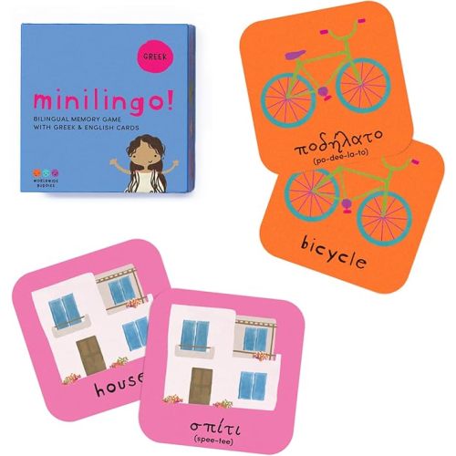 Minilingo: Greek/English Bilingual Flashcards for Memory Card Game/Worldwide Buddies