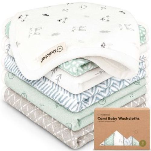 KeaBabies 6-Pack Cami Baby Washcloths for Newborn, 10x10 Organic Cotton Face Wash Cloths for Babies, Soft & Absorbent Baby Bath Towels (Nordic)