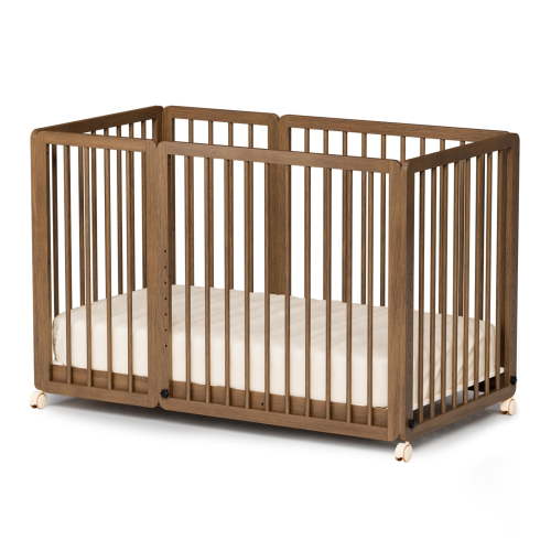 JOYMOR 8-in-1 Convertible Crib with 2" Mattress, Convert to Bassinet, Mid Crib, Full Size Baby Crib