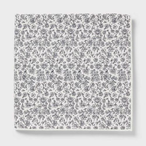 Quick Dry Waffle Floral Oversized Bath Towel Black - Room Essentials™