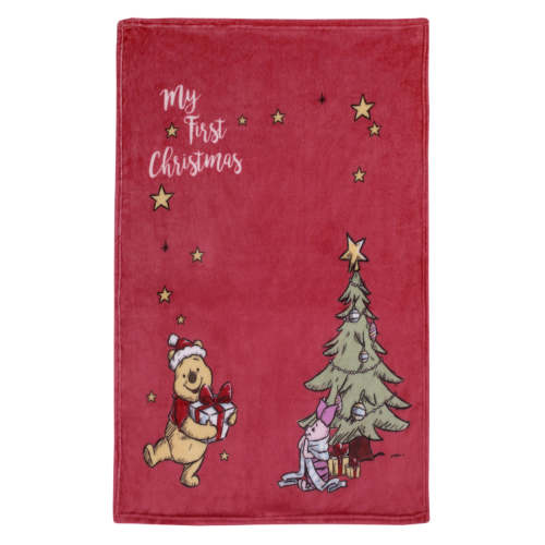 Disney Winnie the Pooh and Piglet Holiday Christmas Tree "My First Christmas" Super Soft Baby Blanket