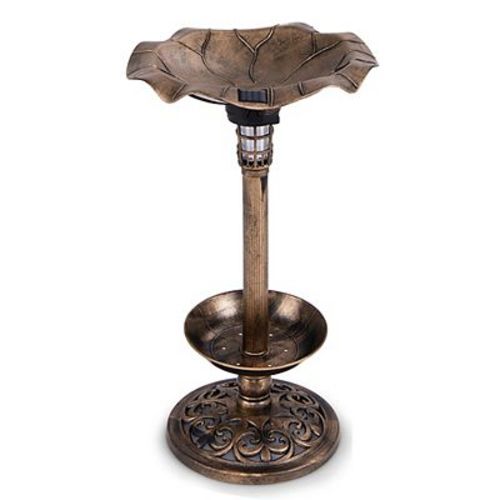 Standing Pedestal Birdbath And Feeder Combo With Lotus Leaf Bowl