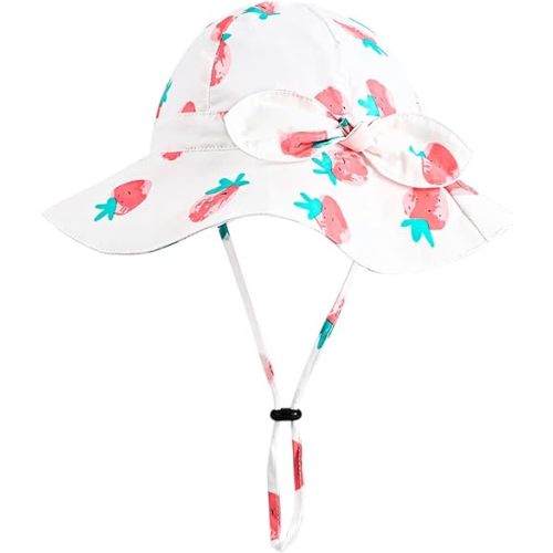 Baby Girl Sun Hat with UPF 50+ Outdoor Adjustable Beach Hat with Wide Brim Bucket Hats