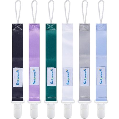 Smlpuame Pacifier Clip for Baby Boys Girl,6 Pack Stylish Binky Clips Strap,Paci Holder with Clips Universal Lightweight Fits Most Pacifiers Teeher Toy Teething Ring Soothie,Baby Gifts(Cool Color)