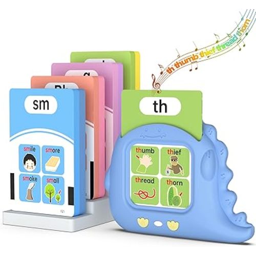 Phonics Talking Flash Cards for Toddlers 2-8, Digraphs CVC Blends Long Vowel Sounds Spelling Reading, Autism Toys, Montessori Toys with 252 Words, Preschool Kindergarten Language Learning Toys