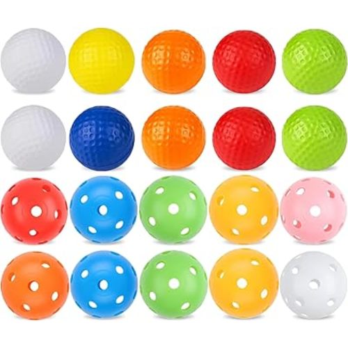 20 Pack Colored Plastic Golf Balls, 41mm Practice Golf Balls, Realistic Feel and Long Lasting,Limited Fligh Plastic Golf Training Balls for Backyard, Simulated Golf Balls for Indoor or Outdoor