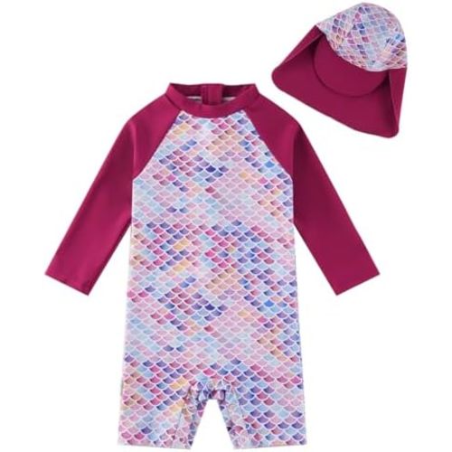 upandfast Baby/Toddler Girls Sunsuit Swimsuit with Snap Bottom UPF 50+ Infant One Piece Rashguard Swimwear