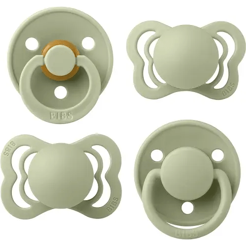 BIBS Pacifiers – Try-it Collection | Includes Colour, De Lux, Couture and Supreme Pacifiers | Sage | 0 to 6 Months