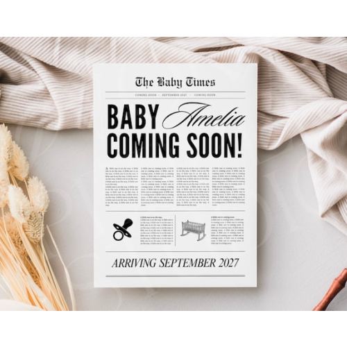 Canva Newspaper Pregnancy Announcement, Large Newspaper Baby Announcement, Pregnancy Announcement Newspaper, Newspaper Baby Shower, 088 - Etsy