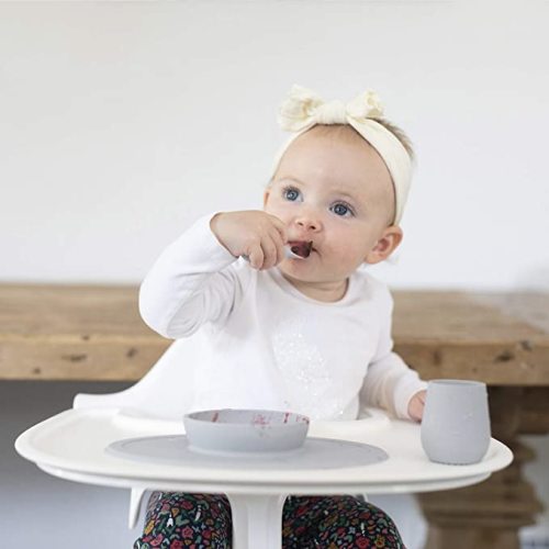 ezpz Tiny Spoon (2 Pack in Gray) - 100% Silicone Spoons for Baby Led Weaning + Purees - Designed by a Pediatric Feeding Specialist - 4 Months+